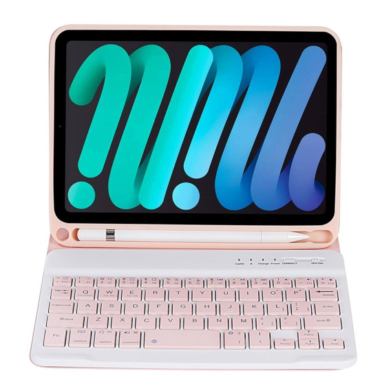 Carcasă cu tastatură bluetooth pentru iPad mini 8.3" 2021 (6 gen.) / iPad mini 8.3" 2024 (7 gen.), roz