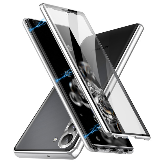 Husa pentru Samsung Galaxy S23, Magnetic Dual Glass, de argint