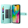 Cu clapetă pentru iPhone 16 Pro Max, Wallet Zipper Pocket, verde