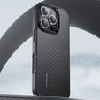 Carcasa BENKS Kevlar pentru iPhone 16 Pro Max, pentru MagSafe, Carbon Fiber, negru