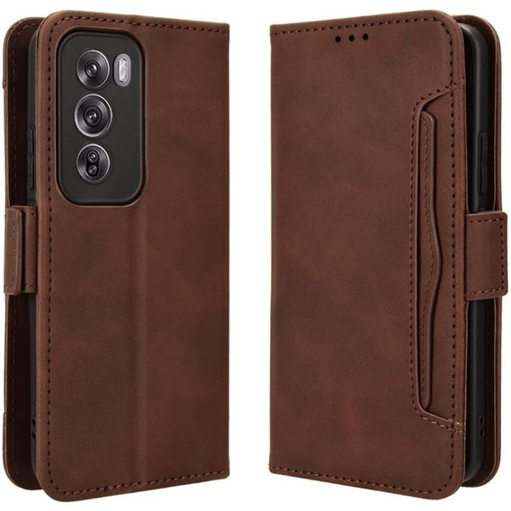 Cu clapetă pentru Oppo Reno 12 Pro, Card Slot, maro