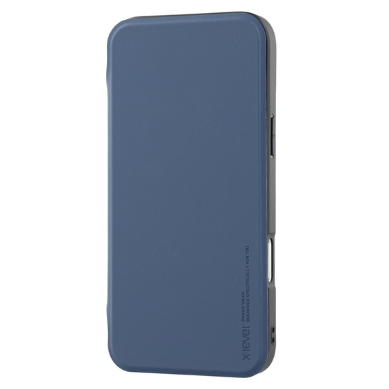 Husă X-LEVEL pentru iPhone 16 Pro, Magnetic Card Holder, albastru