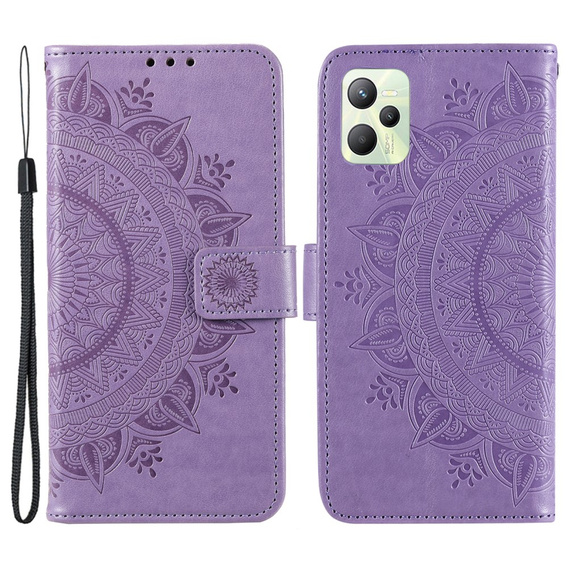 Cu clapetă pentru Realme C35, Mandala, albastru