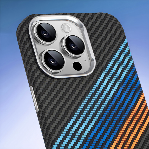 Carcasa pentru iPhone 13 Pro Max, Carbon Fiber MagSafe, albastru închis