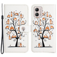 Cu clapetă pentru Motorola Moto G73 5G, Wallet, Cats, alb