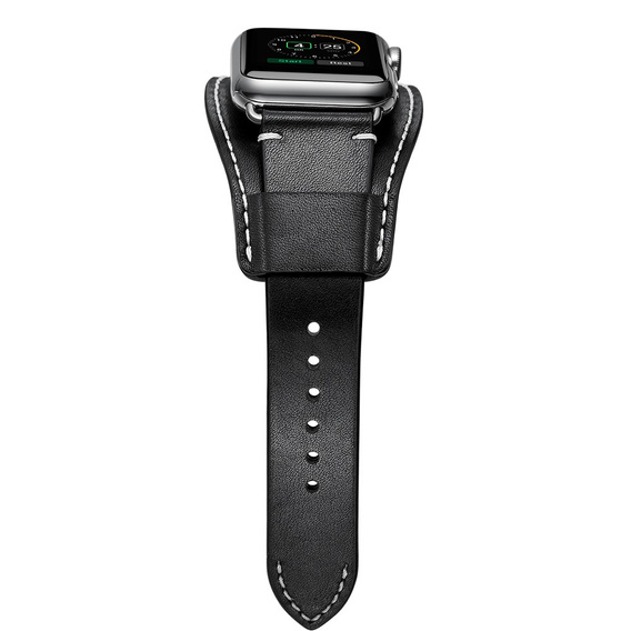 Curea din piele pentru Apple Watch 1/2/3/4/4/5/6/6/7/8/SE/Ultra 42/44/45/49mm, negru