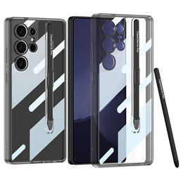 Carcasa pentru Samsung Galaxy S25 Ultra, GKK Clear Case, cu stylus, transparent / negru