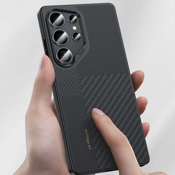Carcasa BENKS Kevlar pentru Samsung Galaxy S25 Ultra, pentru MagSafe, Carbon Fiber, negru