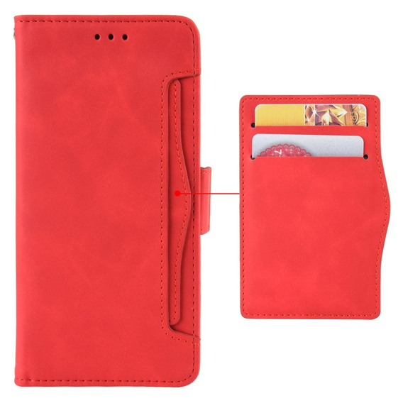 Cu clapetă pentru Xiaomi Redmi Note 13 Pro+, Card Slot, roșu