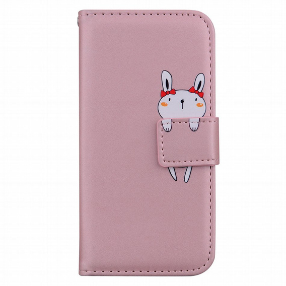 Cu clapetă pentru Motorola Moto G22, Wallet Bunny, roz