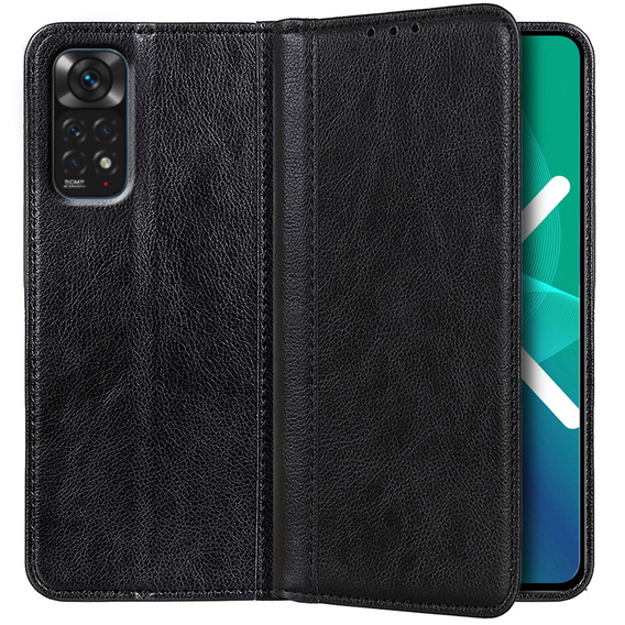 Huse pentru Xiaomi Redmi Note 11/11S, Wallet Litchi Leather, negru