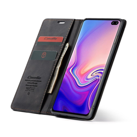 Husa CASEME pentru Samsung Galaxy S10 Plus, Leather Wallet Case, negru
