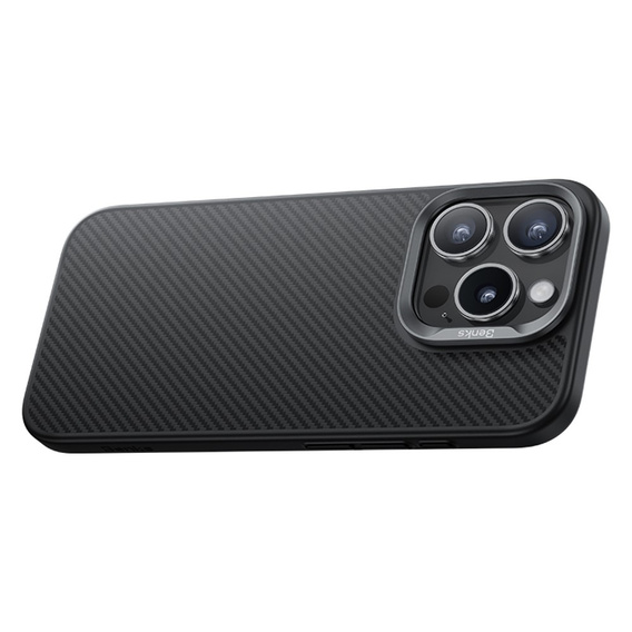 Carcasa BENKS Kevlar pentru iPhone 16 Pro, pentru MagSafe, Carbon Fiber, negru