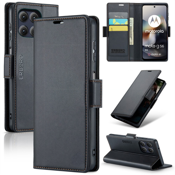 ERBORD Portofel Litchi lucios cu clapetă pentru Motorola Moto G56 5G