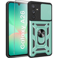 Carcasă blindată pentru Samsung Galaxy A26, CamShield Slide, verde + sticlă călită 9H