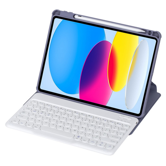 Husă pentru tastatură pentru iPad 11" 2025 A16 (11 gen.) / iPad 10.9" 2022 (10 gen.), Rotary 360° Leather, violet