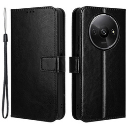 Cu clapetă pentru Xiaomi Redmi A3, Crazy Horse Wallet, negru