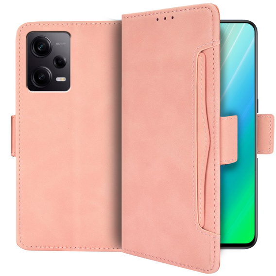 Cu clapetă pentru Xiaomi Redmi Note 12 5G / POCO X5 5G, Card Slot, roz