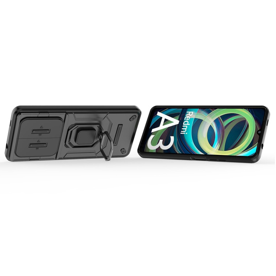 Husă pentru Xiaomi Redmi A3, KickStand Camera Lens, negru