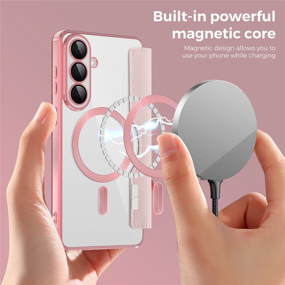 Husă RFID Wallet MagSafe Flip cu protecție pentru cameră pentru Samsung Galaxy S26, roz