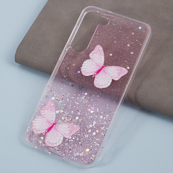 Husă pentru Samsung Galaxy S24, Glitter Butterfly, roz
