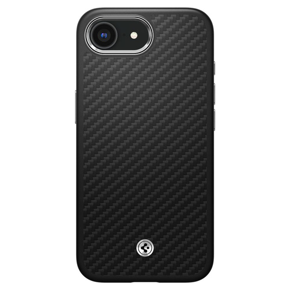 Carcasa Spigen pentru iPhone 16E, Enzo Aramid MagSafe, negru carbon + 9H Tempered Glass