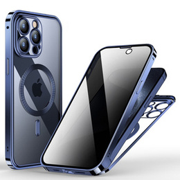 Husă pentru iPhone 15 Pro Max, Privacy Dual Glass, pentru MagSafe, albastru