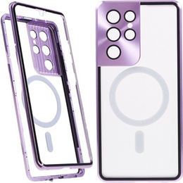 Carcasa Magnetic Dual Glass MagSafe pentru Samsung Galaxy S21 Ultra, violet