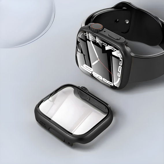 2w1 Etui + Szkło Hartowane do Apple Watch 7/8 41MM, Czarne/Czerwone