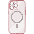 Husă pentru iPhone 16 Pro, ERBORD Glitter MagSafe, roz + Sticlă pentru ecran