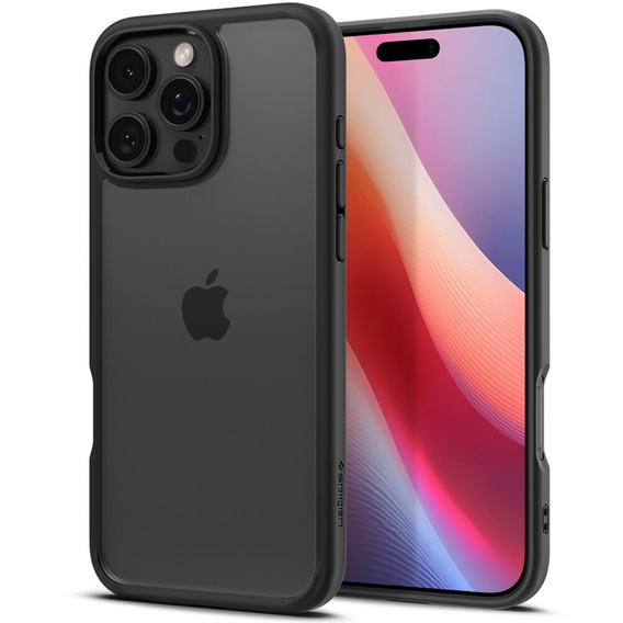 Carcasa Spigen pentru iPhone 16 Pro Max, Ultra Hybrid, transparent / negru + sticlă temperată 9H