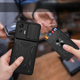 Husă blindată pentru Motorola Edge 30 Neo 5G, Camera Slide Card Slot, negru