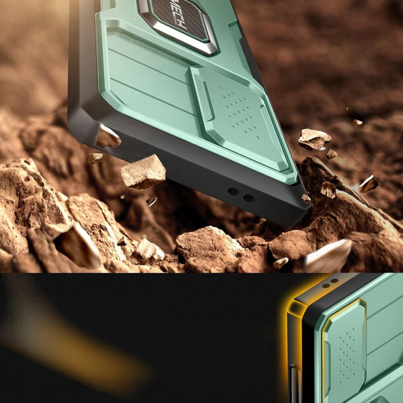 Carcasă pentru Samsung Galaxy S24 Ultra, seria Tongate MECH cu suport, verde deschis