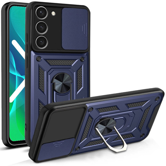 Husă blindată pentru Samsung Galaxy S23, CamShield Slide, albastru închis