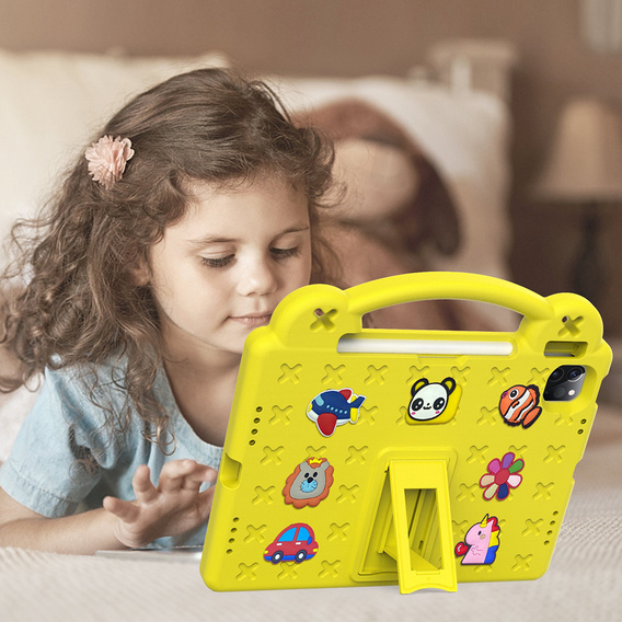Husă pentru copii pentru iPad 10.9 2022 10 Gen, Cute Patterns, cu suport, galben