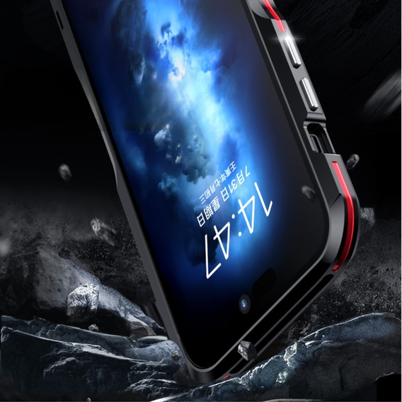 Husa LUPHIE pentru iPhone 14, Armor Bumper, negru / roșu