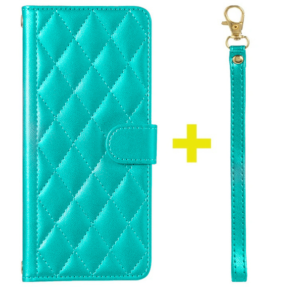 Husă cu clapetă pentru Samsung Galaxy A16, Rhombus Crossbody Leather, verde