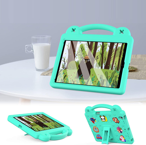 Husă pentru copii pentru Lenovo Tab M10 X505F X605F / Tab P10-X705F/L / Huawei T5 10.1, Cute Patterns, cu suport, verde