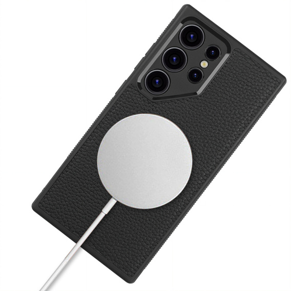 Husă din piele pentru Samsung Galaxy S24 Ultra, ERBORD LeatherGuard MagSafe, negru