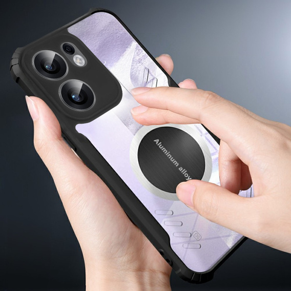 Carcasă pentru Oppo Reno 13F / Oppo Reno 13FS, cu placă magnetică, transparent / negru