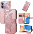 Cu clapetă pentru Oppo A40 / Oppo A40m, Butterfly, roz rose gold