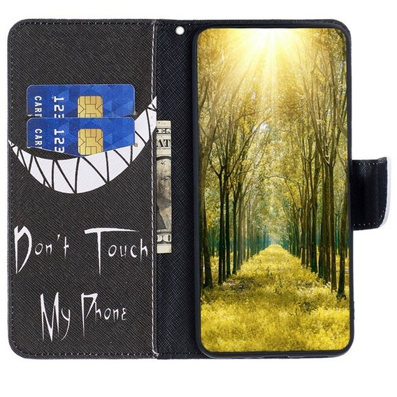 Cu clapetă pentru Xiaomi Redmi 13C / Poco C65, Wallet, Don't Touch My Phone, albastru