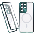 Carcasa Magnetic Dual Glass MagSafe pentru Samsung Galaxy S21 Ultra, verde