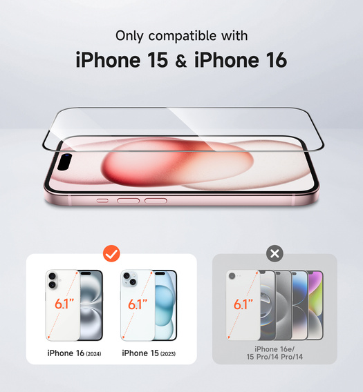 2x sticlă temperată SURITCH pentru iPhone 16 / 15