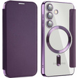 Cu clapetă pentru Samsung Galaxy S24, RFID Wallet MagSafe CamShield, violet