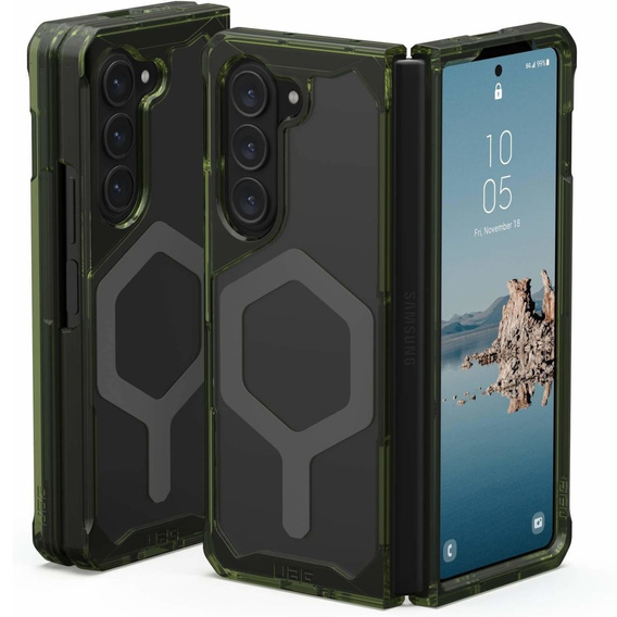 Urban Armor Gear Huse pentru Galaxy Z Fold 5 5G, Plyo MagSafe, transparent / verde