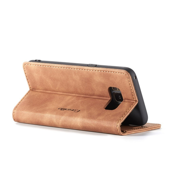 Husa CASEME pentru Samsung Galaxy S8, Leather Wallet Case, maro