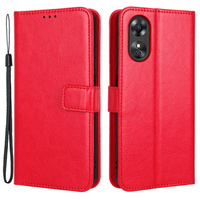 Cu clapetă pentru Oppo A17, Crazy Horse Wallet, roșu