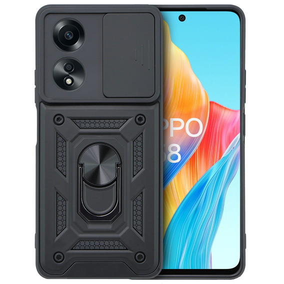 Husă blindată pentru Oppo A58 4G, CamShield Slide, negru