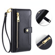 Cu clapetă pentru Realme 14 Pro 5G, Wallet Zipper Pocket, negru